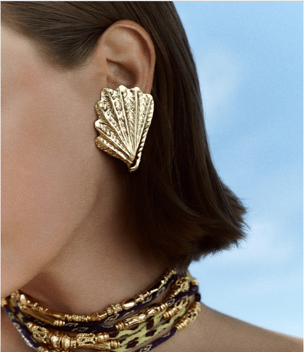 Gas Earrings Yellow Gold Shell Clip On Earrings
