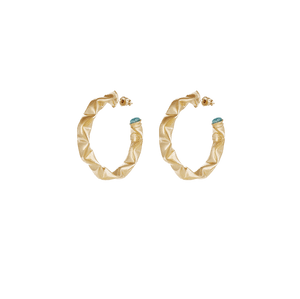 Gas Earrings Yellow Gold / Small / Aqua Moki Cabochon Hoop Earrings