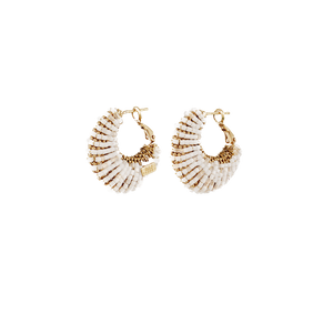 Gas azzia white beaded hoop earrings