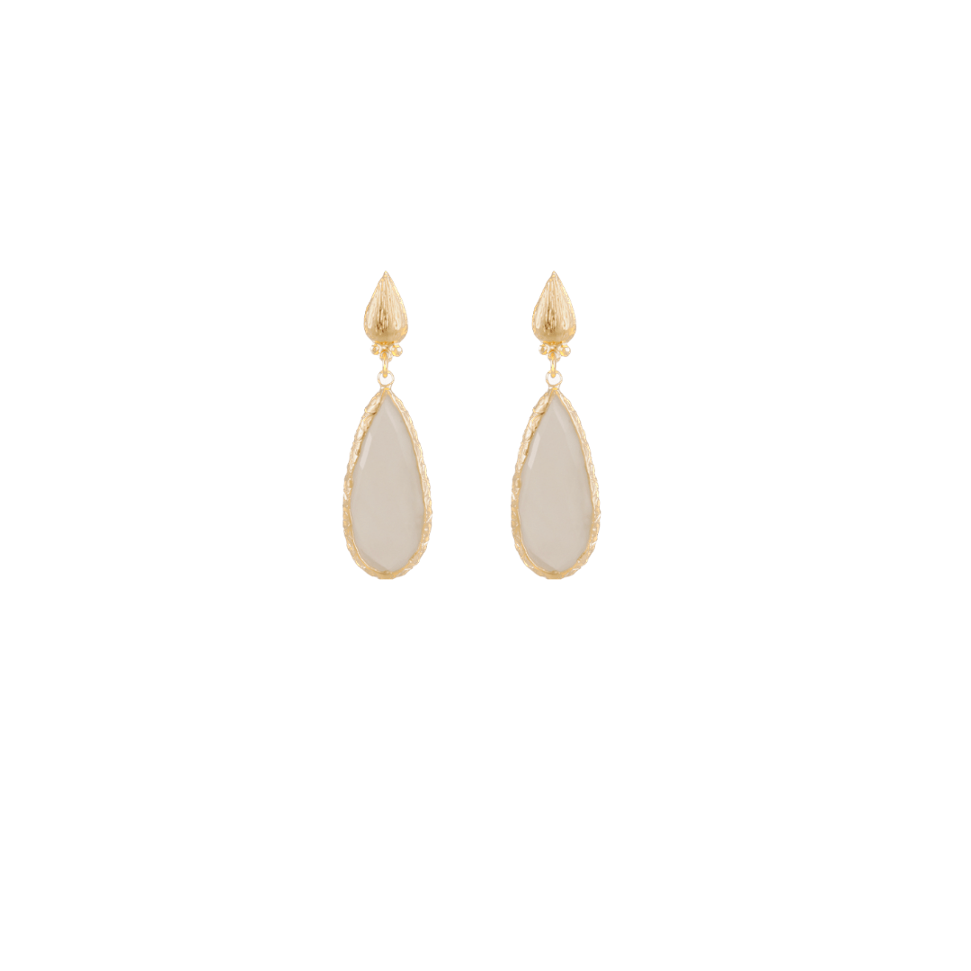 Gas Earrings Yellow Gold / Small / White Gas Serti Goutte Earrings