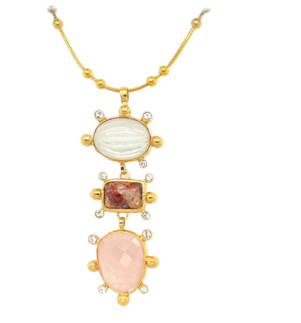 Gas Necklaces Yellow Gold Tiki 3 Rows Necklace