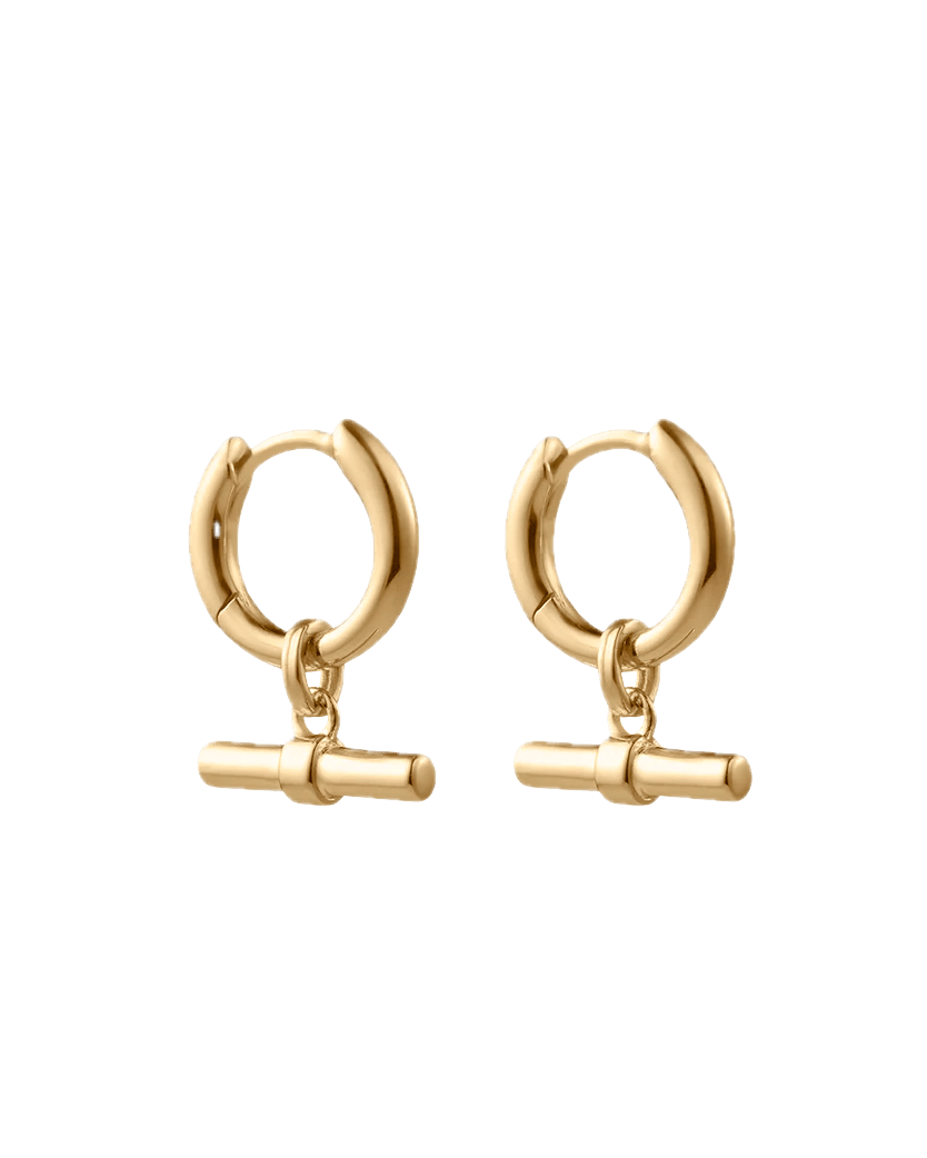 Kirstin Ash Earrings Gold Kirstin Ash Rhythm T-Bar Hoops (18K Gold Plated & Silver)