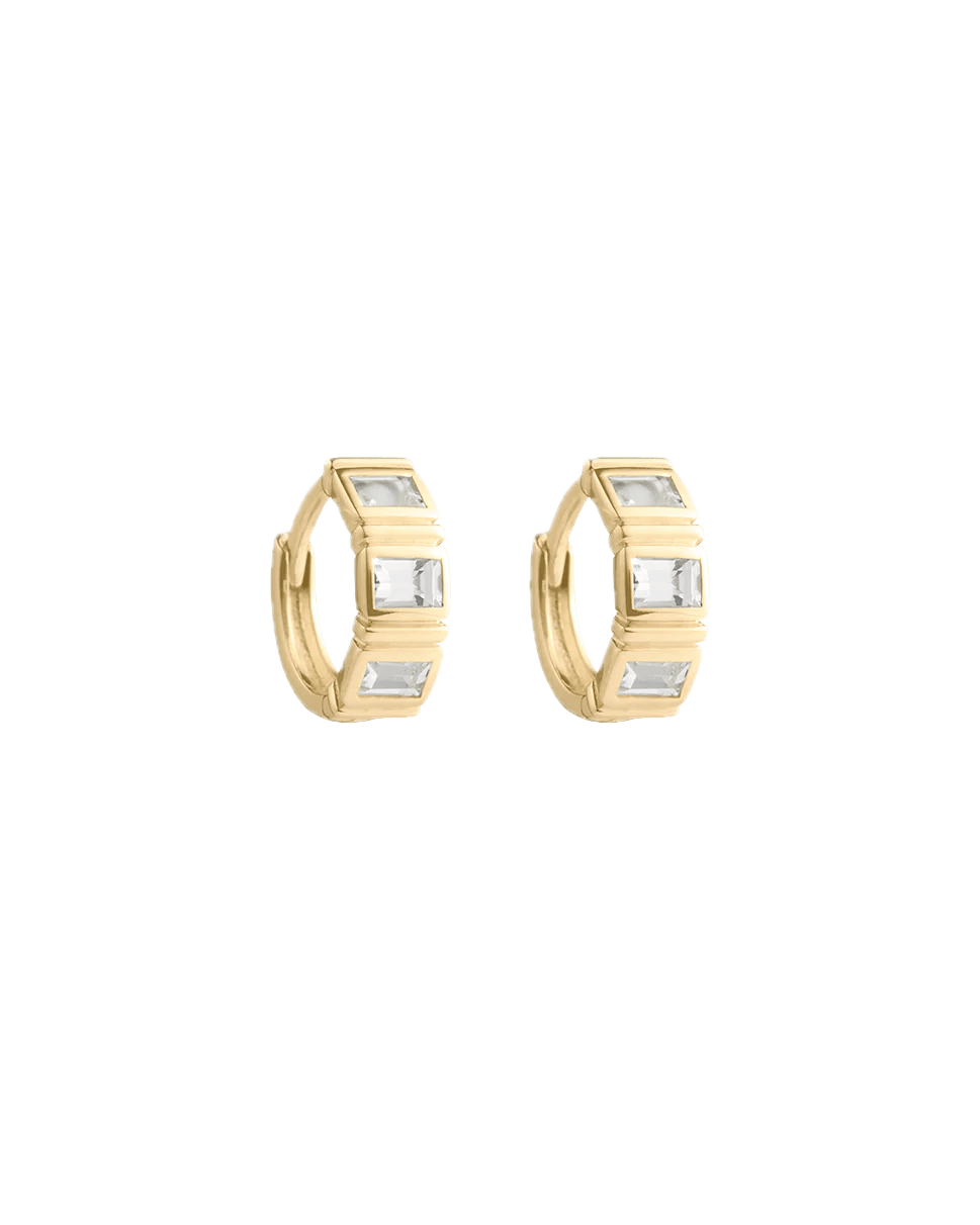 Kirstin Ash Earrings Kirstin Ash Elysium Baguette Sapphire Huggies (9K Gold)