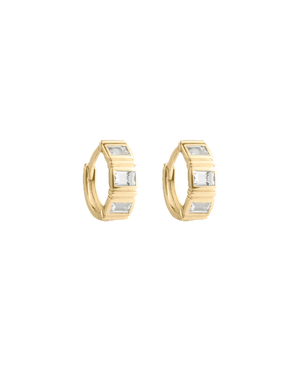 Kirstin Ash Earrings Kirstin Ash Elysium Baguette Sapphire Huggies (9K Gold)