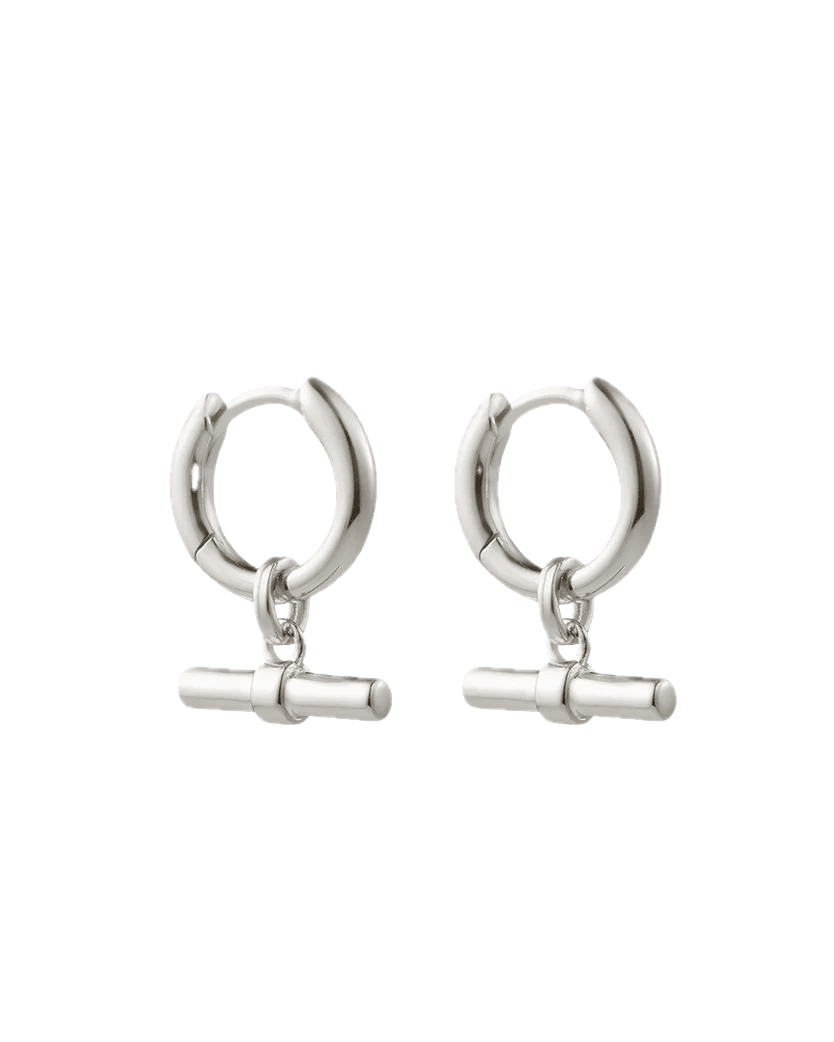 Kirstin Ash Earrings Silver Kirstin Ash Rhythm T-Bar Hoops (18K Gold Plated & Silver)