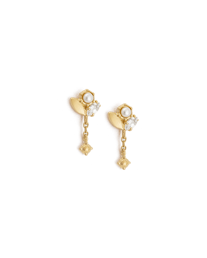Kirstin Ash Earrings Yellow Gold Kirstin ash slice cluster chain studs
