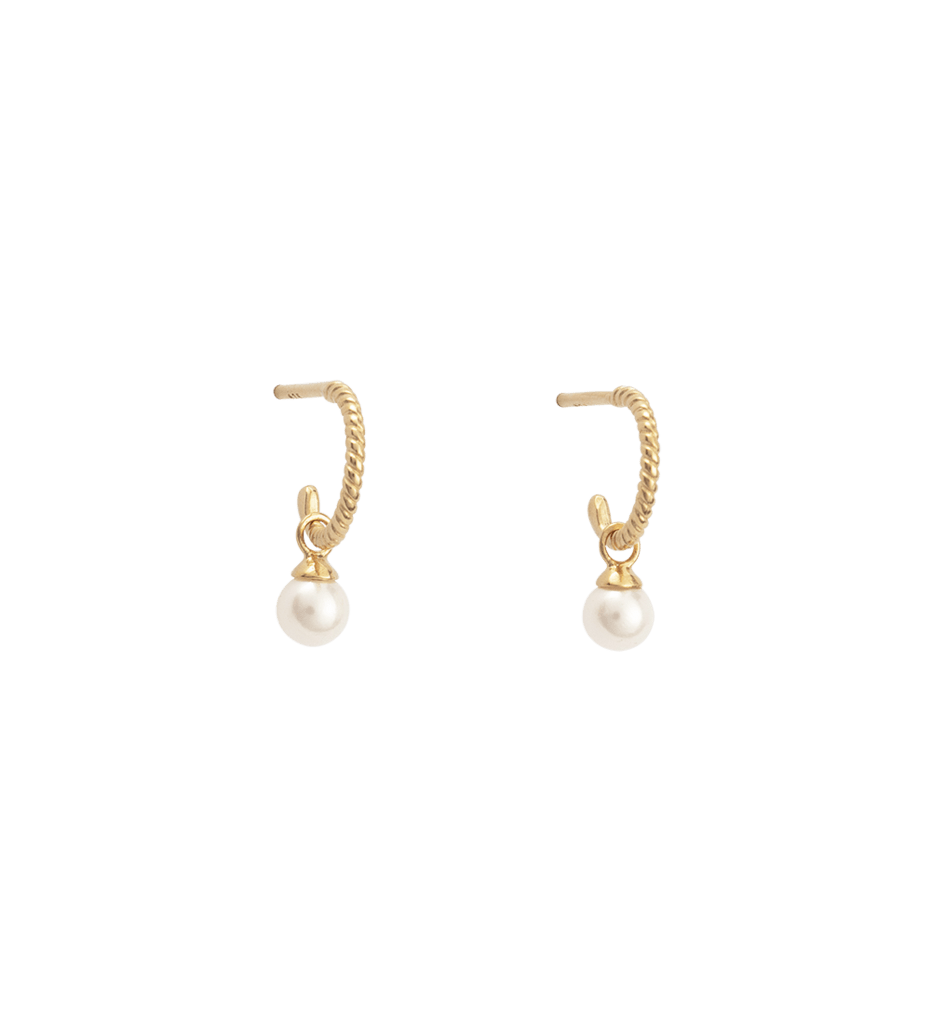 Kirstin Ash Earrings Yellow Gold Kirstin Ash Tiny pearl hoops