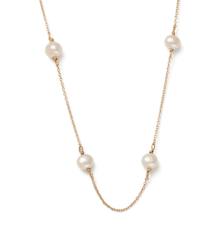 Pure gold pearl shop necklace