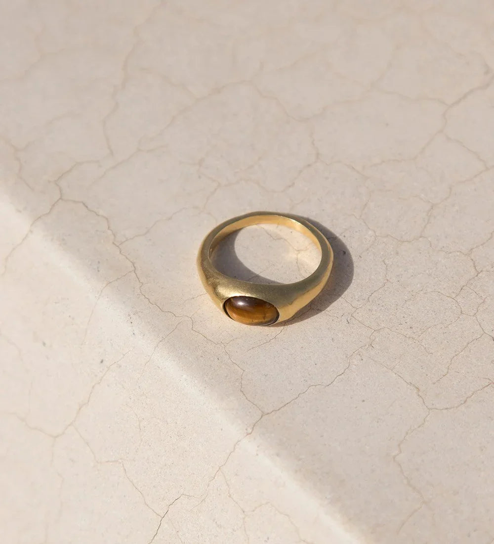 Kirstin Ash Rings Kirstin Ash Tiger’s Eye Ring – 18k Gold Vermeil