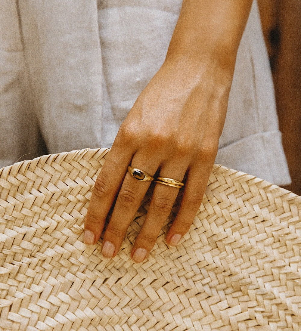 Kirstin Ash Rings 6 Kirstin Ash Tiger’s Eye Ring – 18k Gold Vermeil
