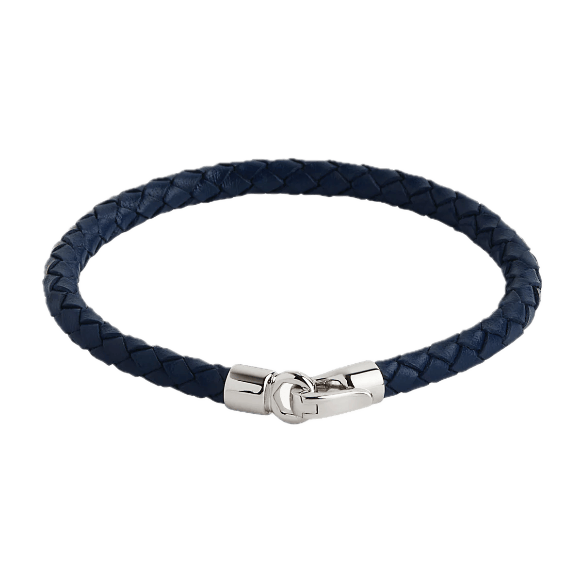Najo Black / 21cm Najo The Mariner Men’s Plaited Leather and Steel Bracelet