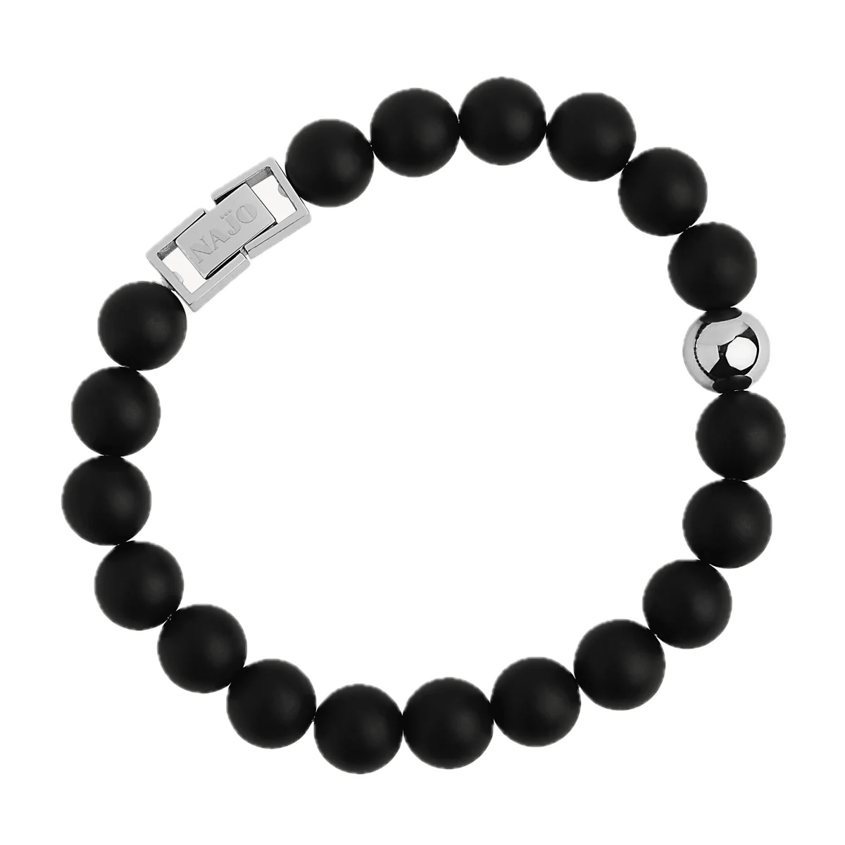 Najo Black Najo Atlas Men's 10mm Beaded  Bracelet
