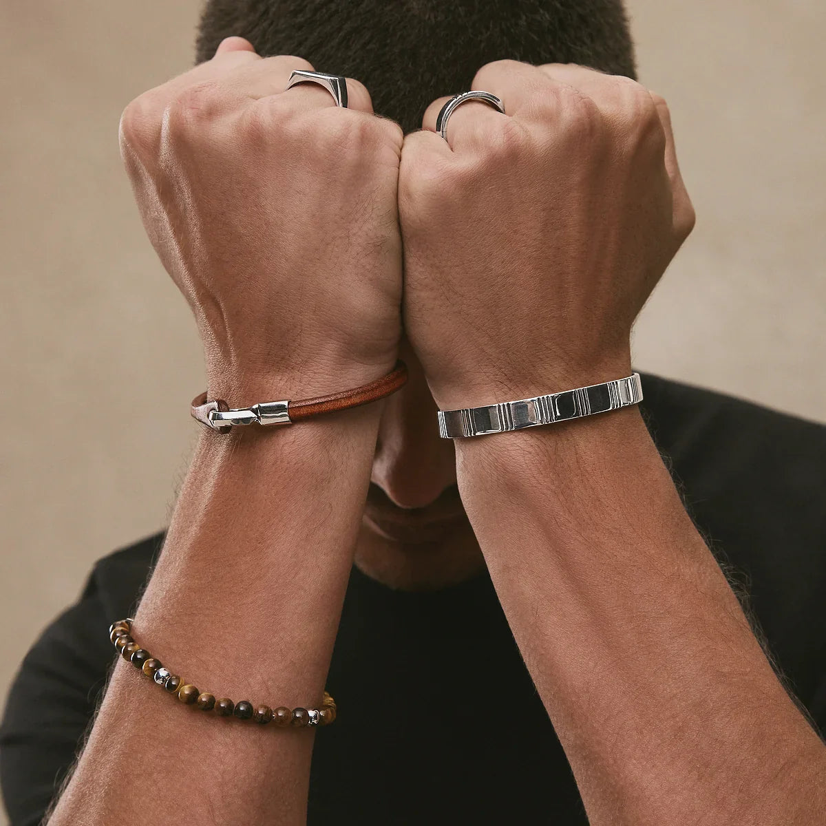Najo Bracelets Najo Kinship Men’s Leather and Steel Bracelet