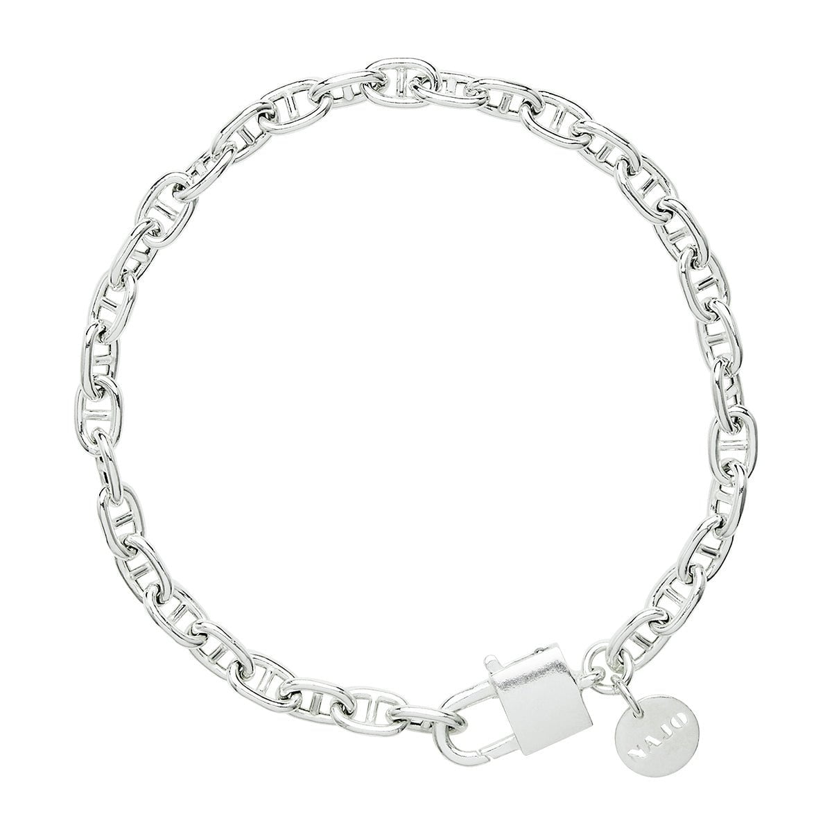 Najo Bracelets Silver Love Lock Chain Bracelet