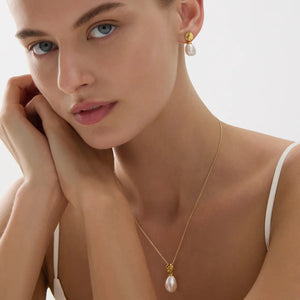 Najo Earrings Najo Ocean Drift Freshwater Pearl Drop Earrings – Gold & Silver