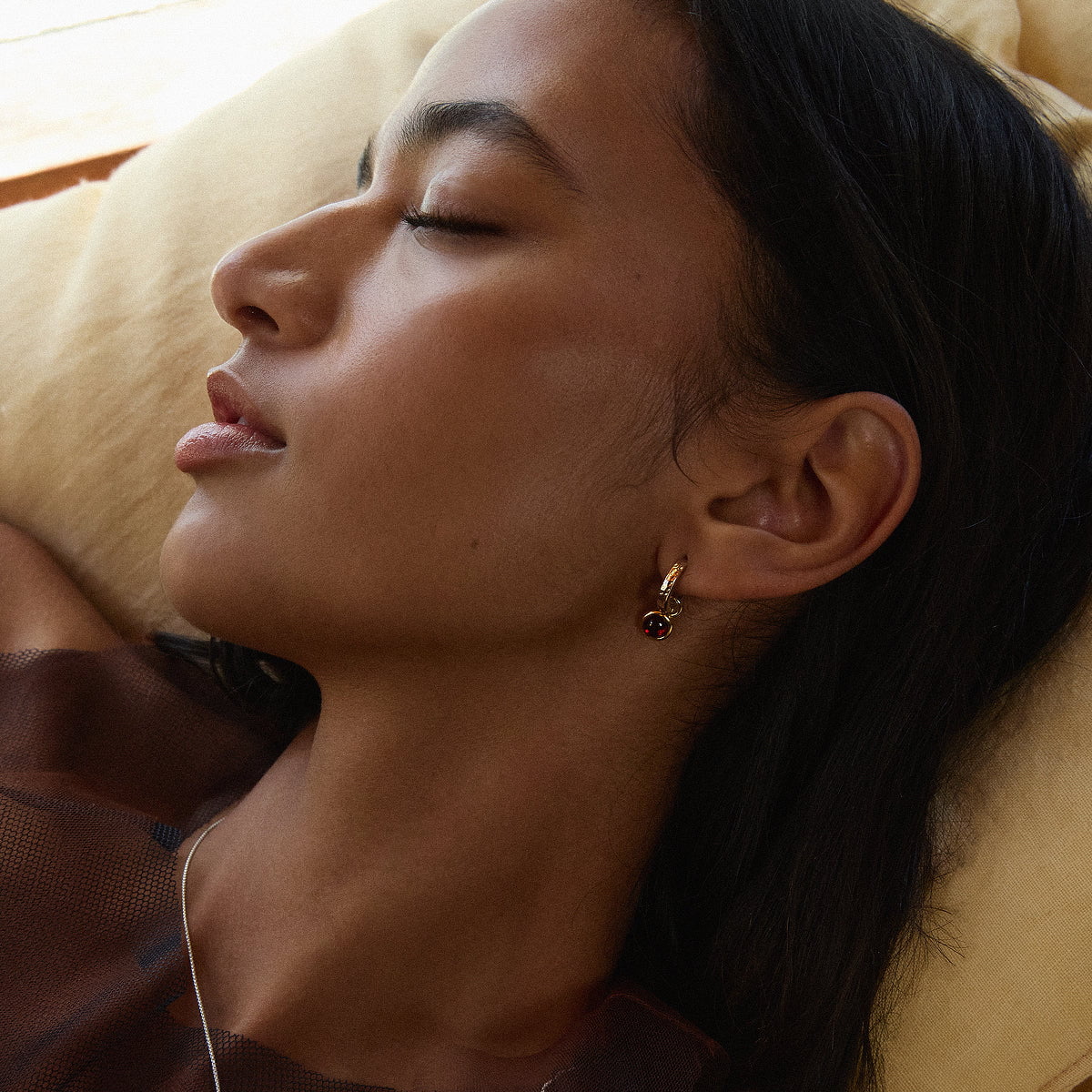 Najo Earrings Najo Solace 2-Tone Garnet Huggie Earring