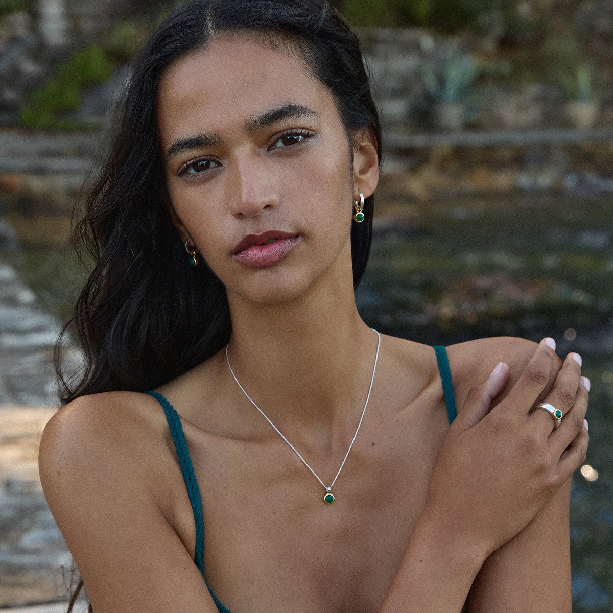 Najo Earrings Najo Solace 2 tone green Onyx