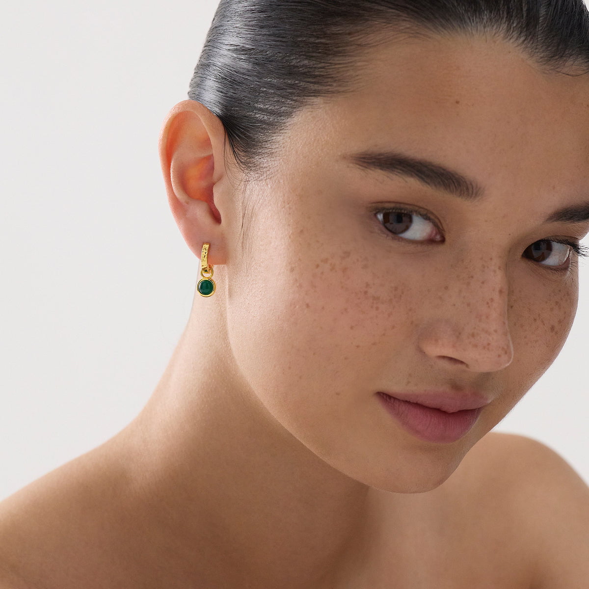 Najo Earrings Najo Solace Gold Green Onyx Huggie