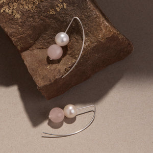 Najo Earrings Najo Sunset Rose Quartz & Pearl Earring