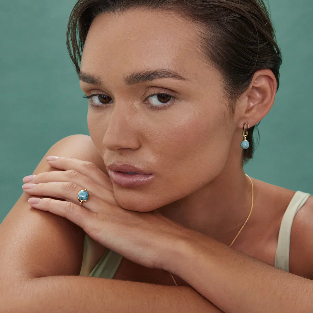 Najo Earrings Silver / Gold Najo The Enchantress Turquoise Drop Stud Earrings