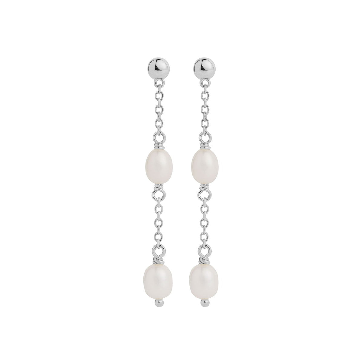 Najo Earrings Silver Najo Tidal Whisper Double Pearl Earring