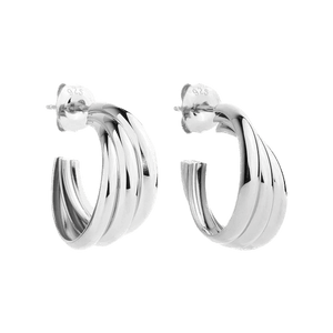 Najo Earrings Silver Ripple Hoop Earrings