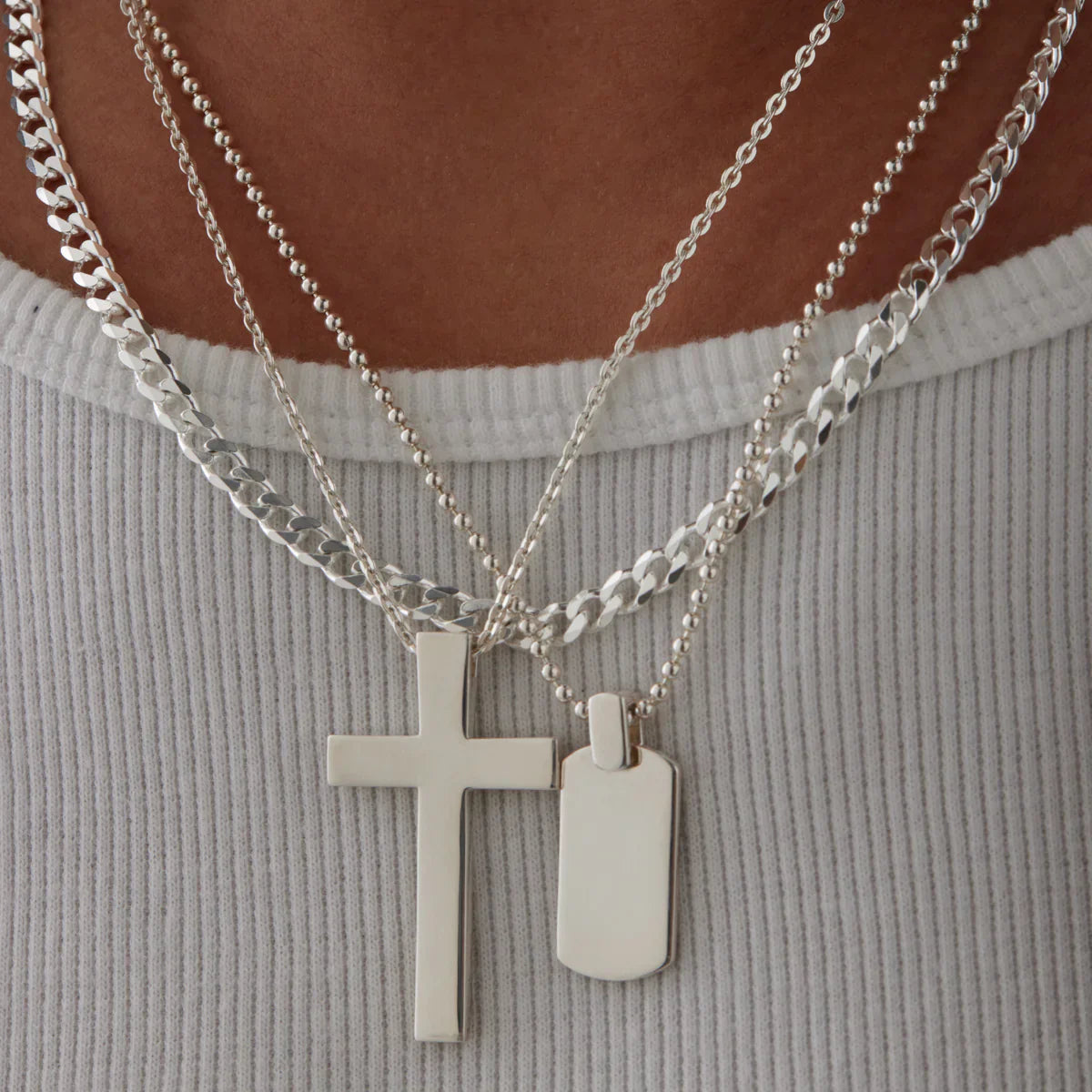 Najo Najo Insignia Men’s Silver Dog Tag Necklace