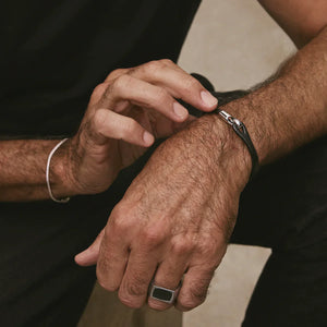 Najo Najo Kinship Men’s Leather and Steel Bracelet