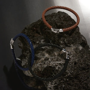 Najo Najo The Mariner Men’s Plaited Leather and Steel Bracelet