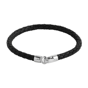 Najo Navy / 21cm Najo The Mariner Men’s Plaited Leather and Steel Bracelet