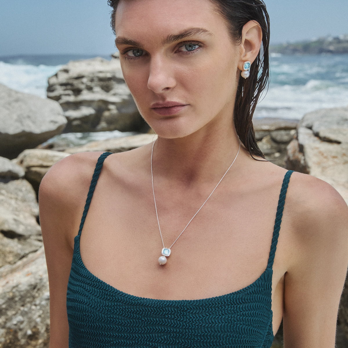 Najo Necklaces Najo Blue Lagoon Pearl Necklace