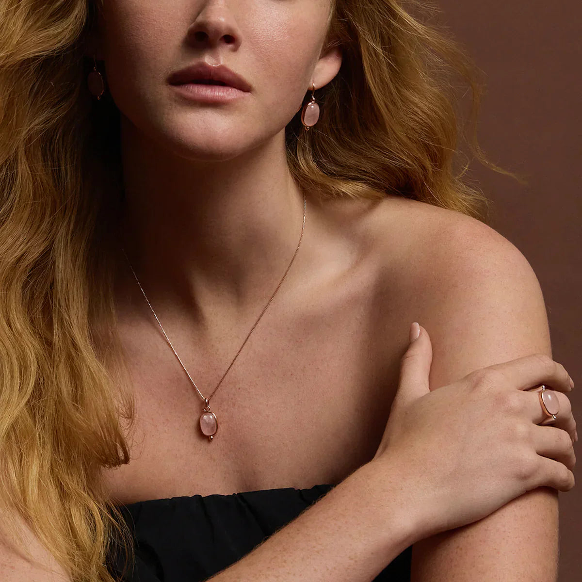 Najo Necklaces Najo Fleur Rose Quartz Pendant