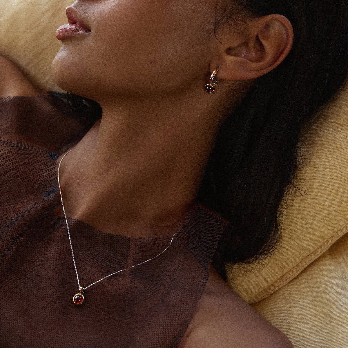 Najo Necklaces Najo Necklace Solace 2 tone Garnet