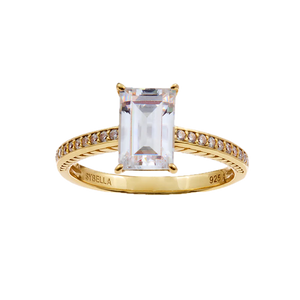 Najo Rings 6 Sybella Paisley Gold Plate Clear CZ Baguette Ring