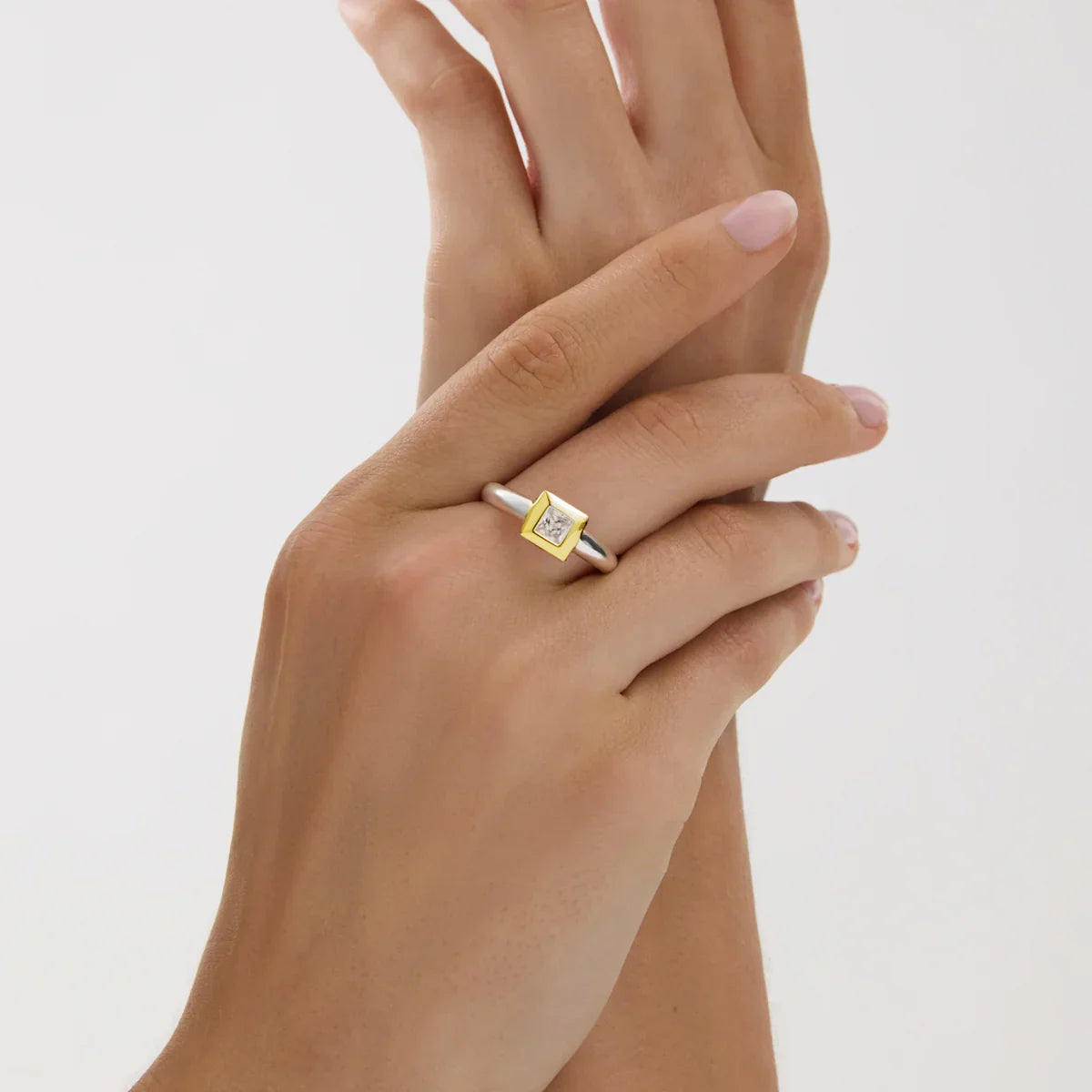 Najo Rings Small Najo Halo 2-Tone Cubic Zirconia Ring