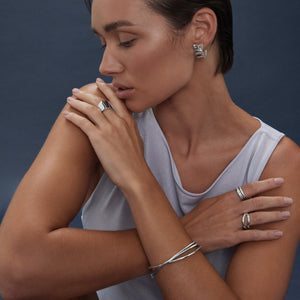 Najo Rings Najo rectangular tapered solid silver ring