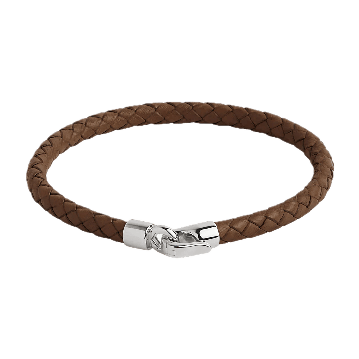 Najo Tan / 21cm Najo The Mariner Men’s Plaited Leather and Steel Bracelet