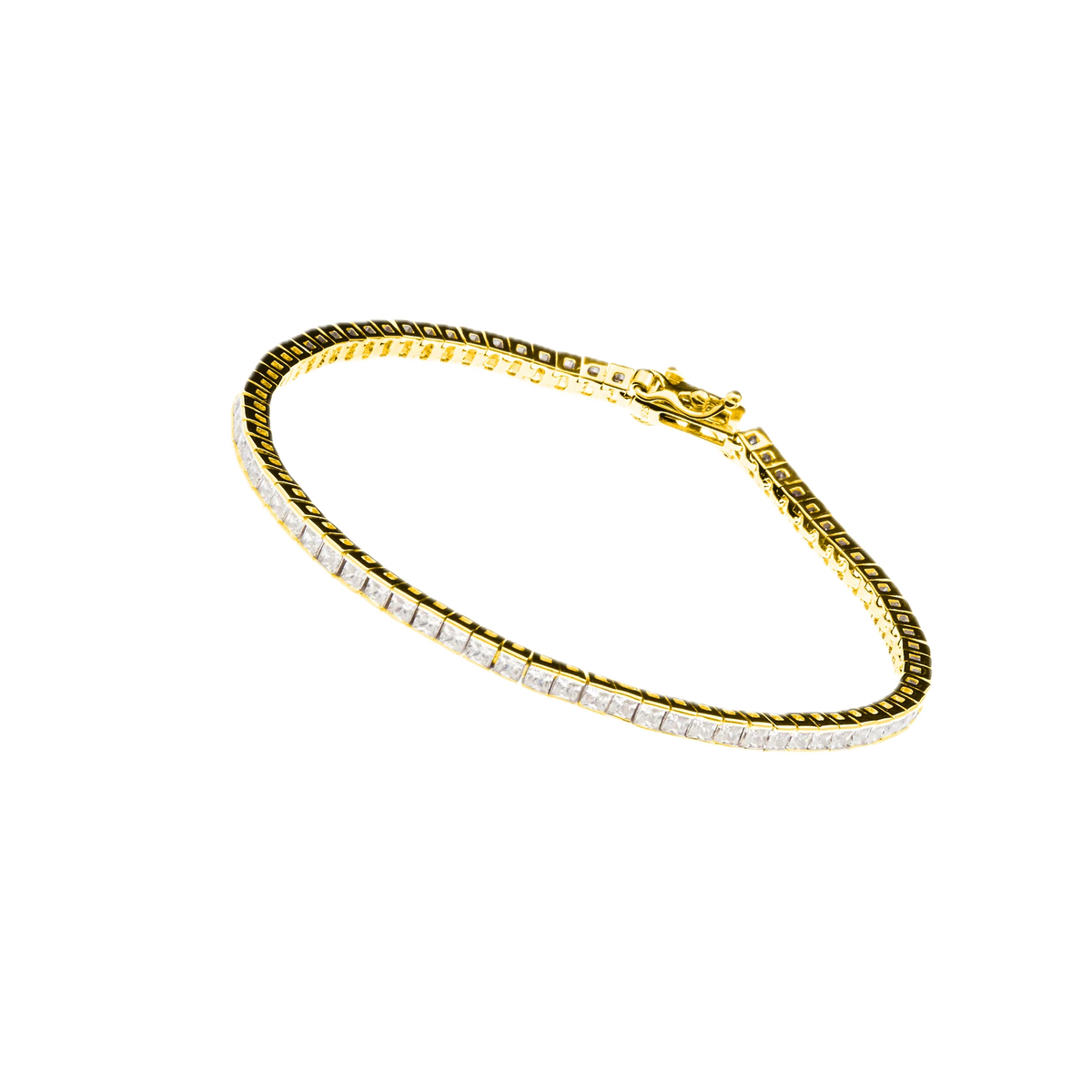 Sybella Bracelets Silver / Gold Sybella JOSIE Gold Claw Set Square CZ Tennis Bracelet