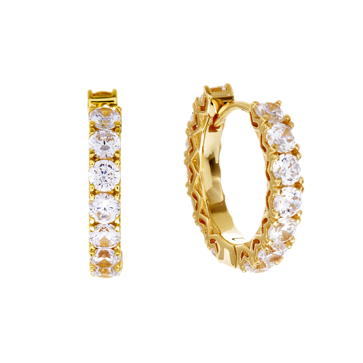 Sybella Earrings Gold / Clear Sybella Lyla Gold Plate Claw Set CZ Hoop Earring