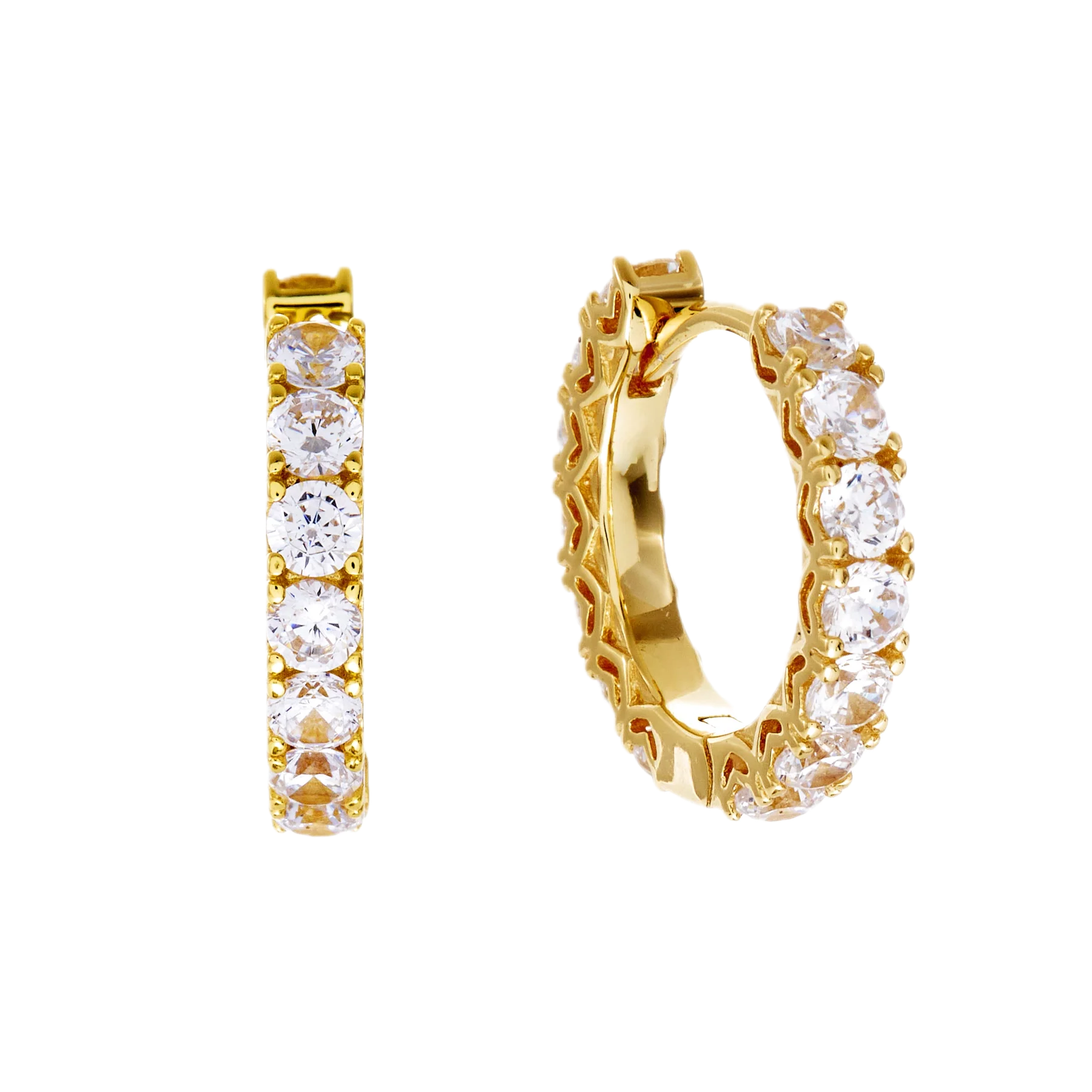 Sybella Earrings Gold / Clear Sybella Lyla Gold Plate Claw Set CZ Hoop Earring