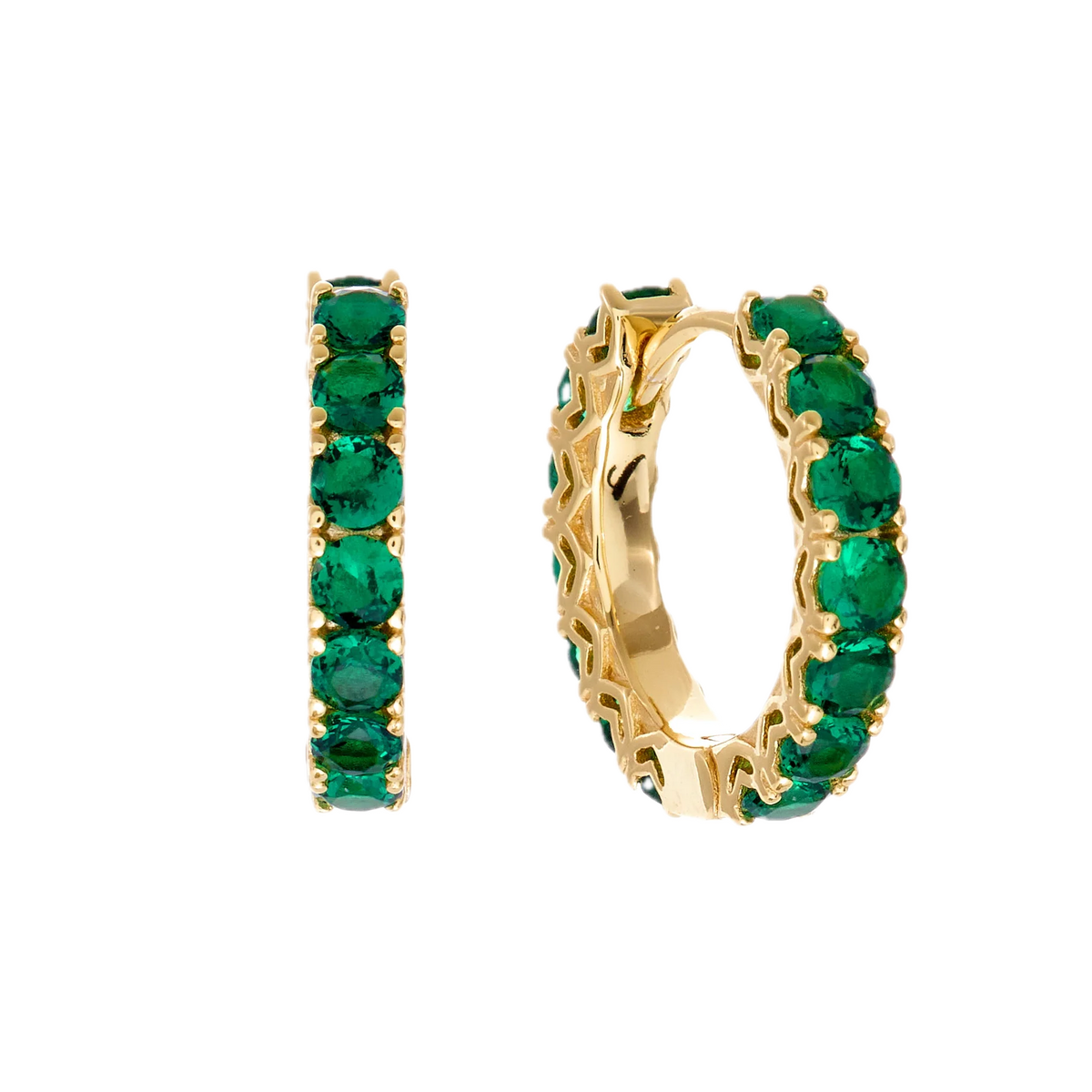 Sybella Earrings Gold / Green Sybella Lyla Gold Plate Claw Set CZ Hoop Earring