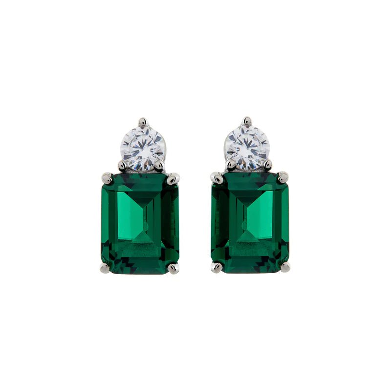 Sybella Earrings Green SYBELLA PARIS BAGUETTE STUD EARRINGS