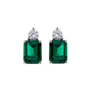 Sybella Earrings Green SYBELLA PARIS BAGUETTE STUD EARRINGS