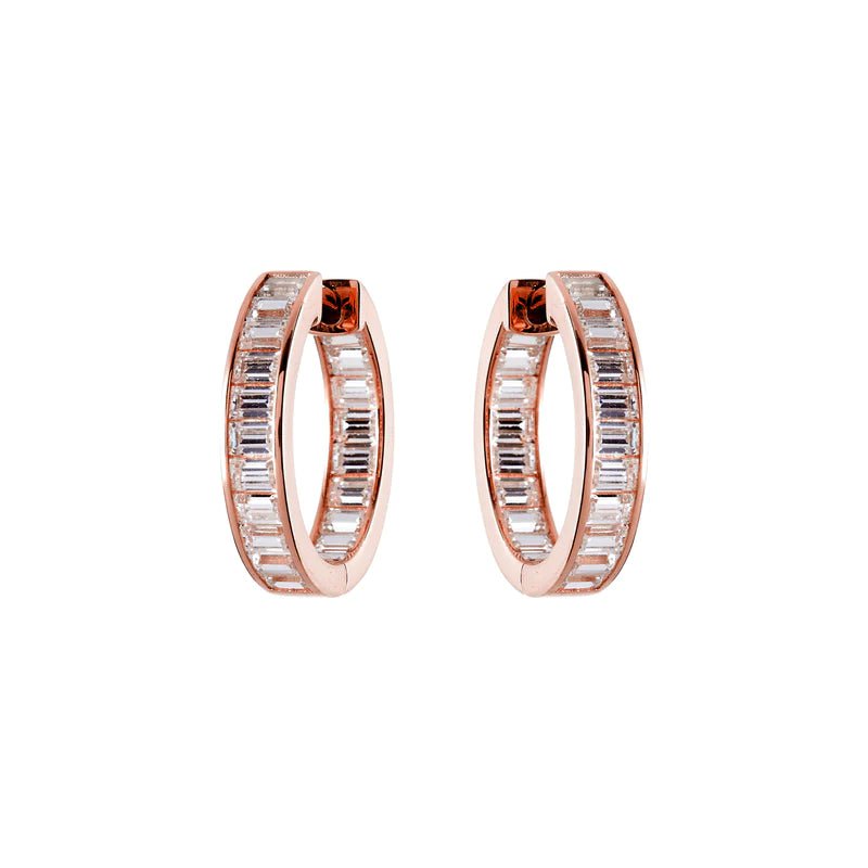 Sybella Earrings Rose Gold Sybella Coco Baguette Hoops
