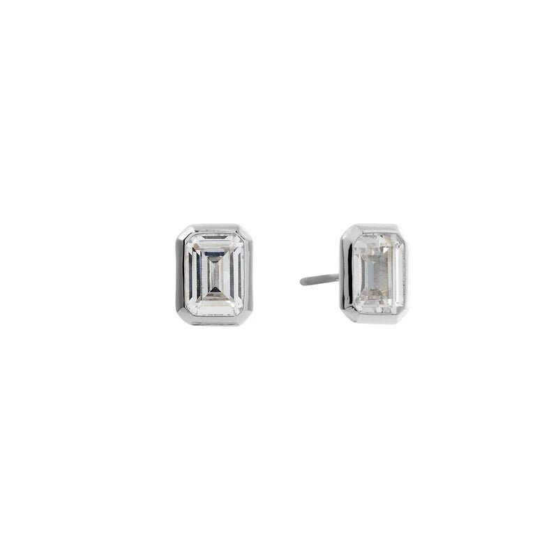 Sybella Earrings Silver Gabriella Clear Baguette Stud Earrings