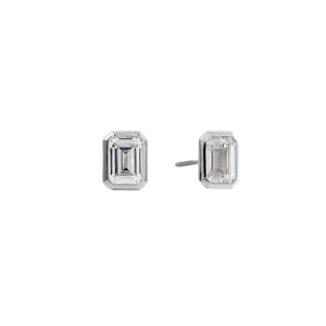 Sybella Earrings Silver Gabriella Clear Baguette Stud Earrings