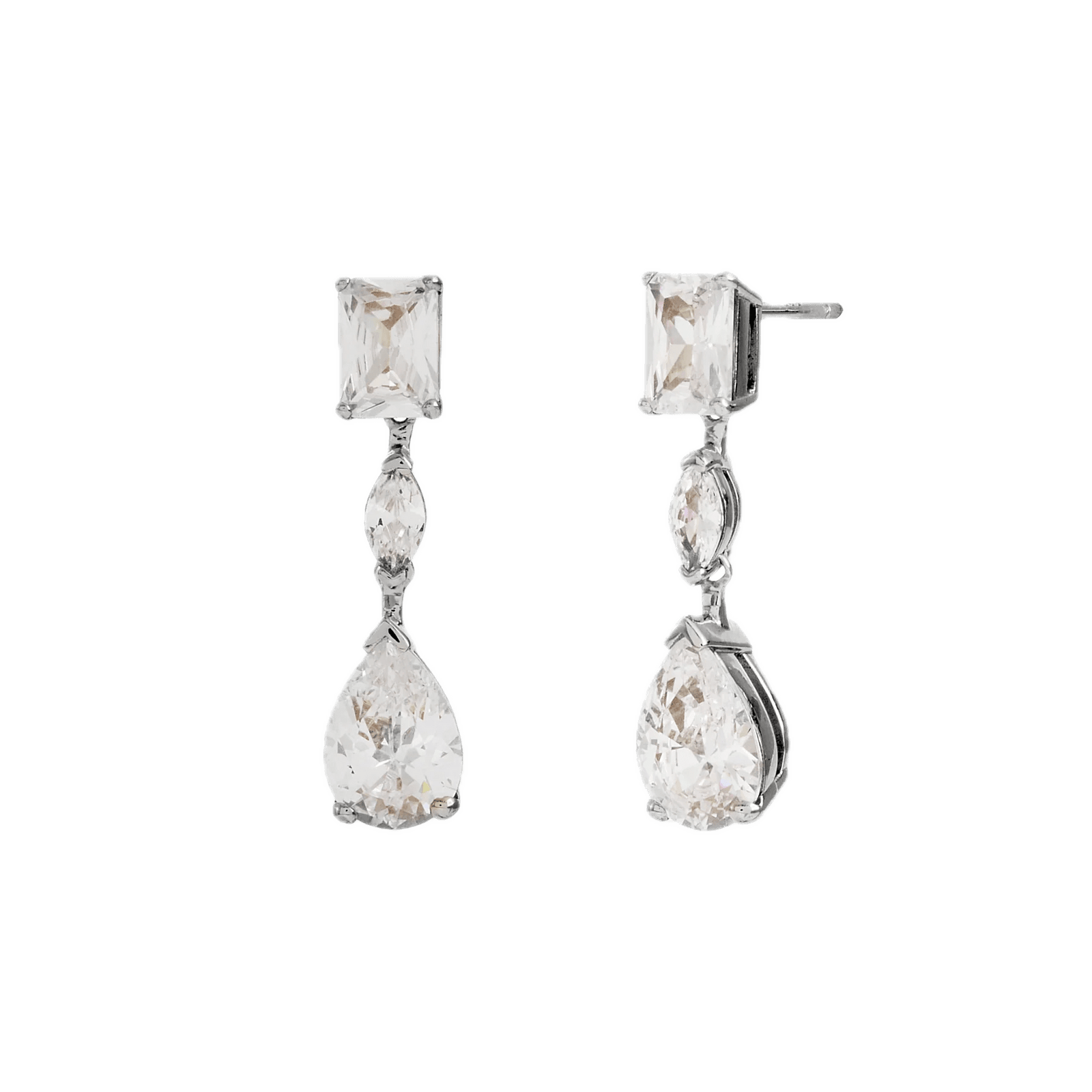 Sybella Earrings Silver / Silver Sybella AURORA  CZ Chandelier Drop Earrings