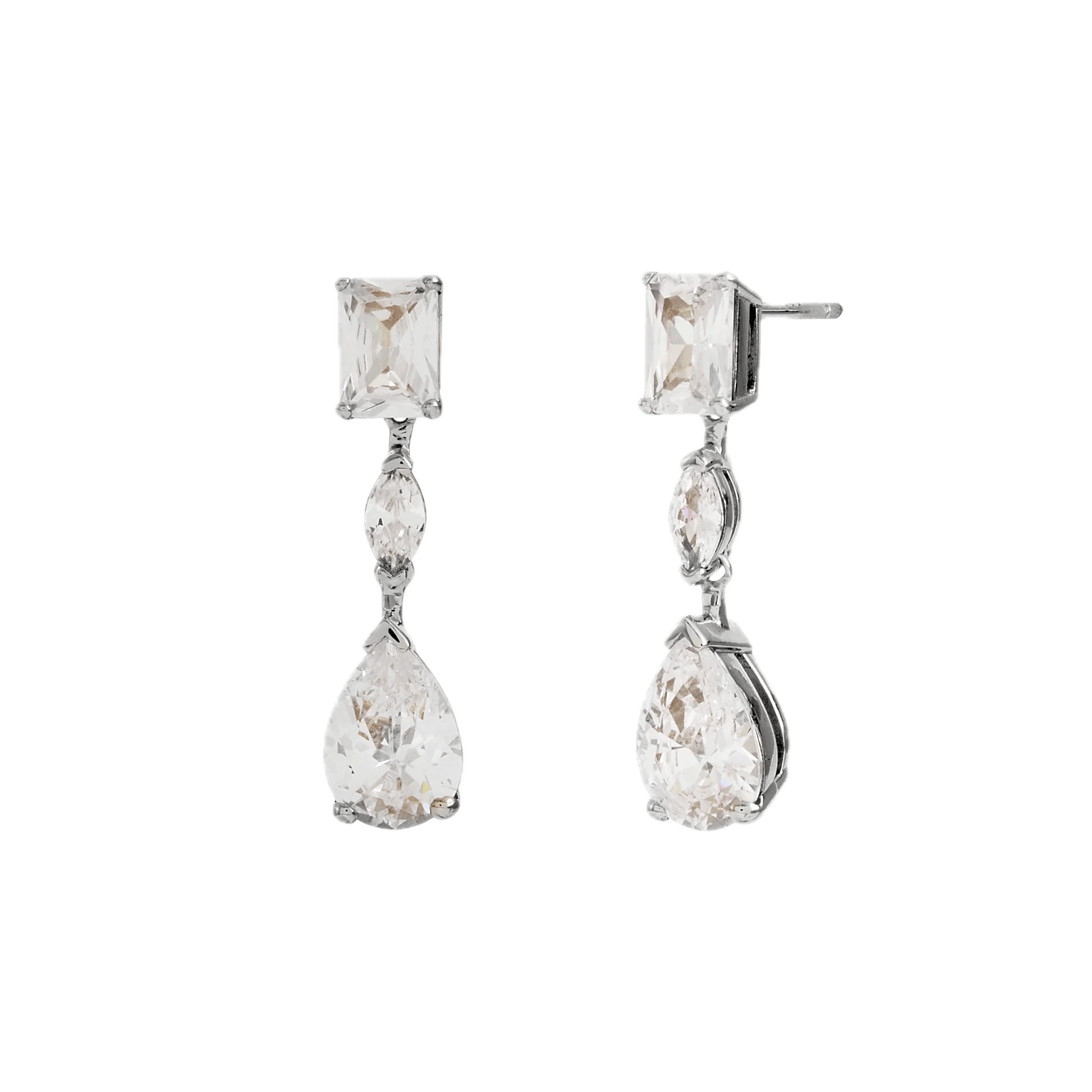 Sybella Earrings Silver / Silver Sybella AURORA  CZ Chandelier Drop Earrings