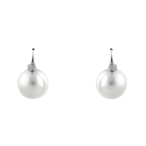 Sybella Earrings Silver Sybella 14mm Round White Pearl Hook