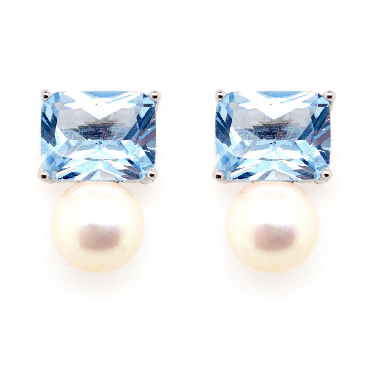 Sybella Earrings Silver Sybella blue stone and pearl stud